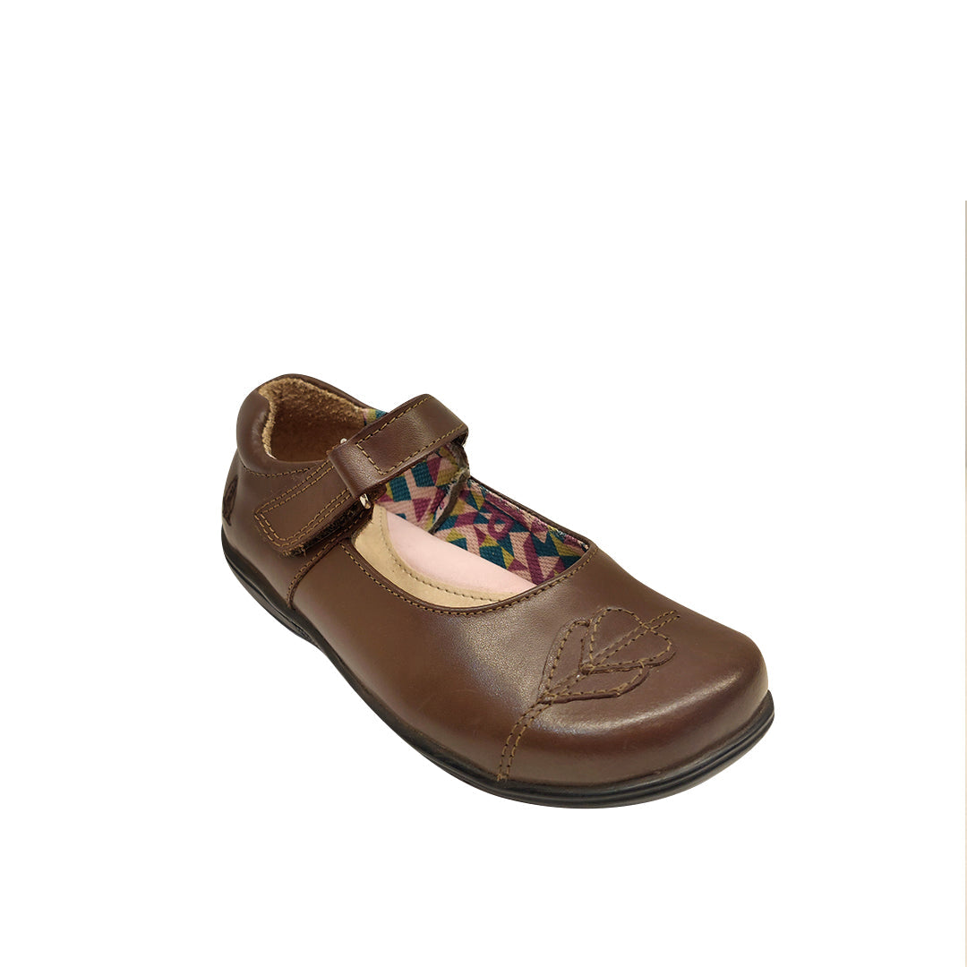 Ballerinas escolares Emy para niña color café