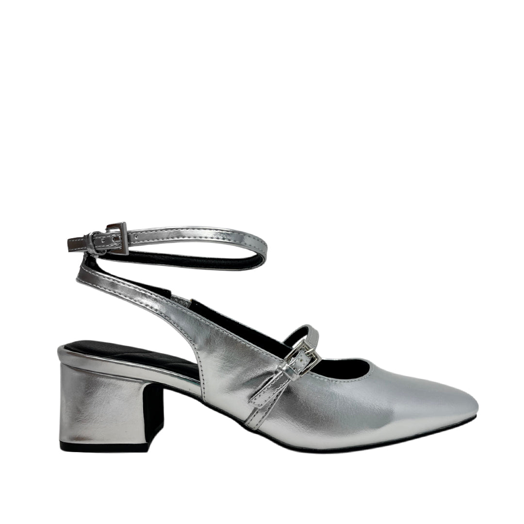 Tacones slingback Zelina para mujer color plateado