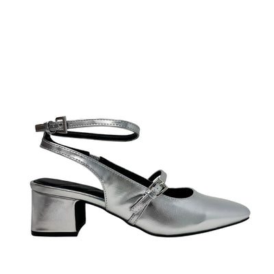 Tacones slingback Zelina para mujer color plateado