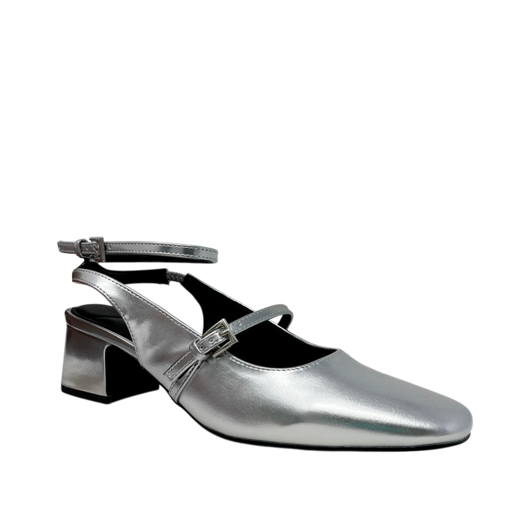 Tacones slingback Zelina para mujer color plateado