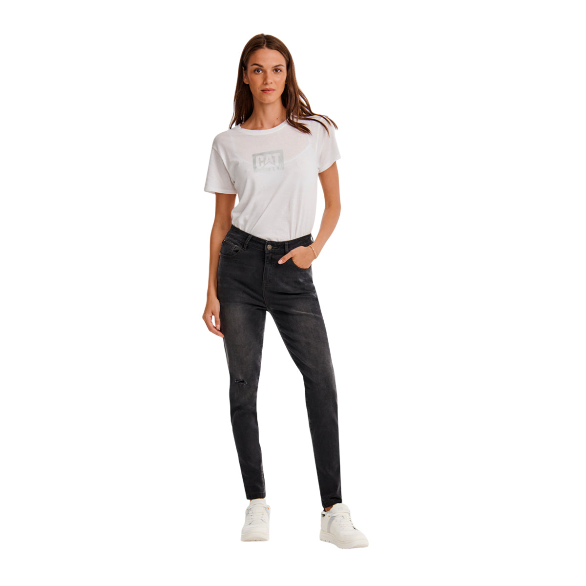 Jeans Triblend Mid-Rise Skinny para mujer color negro