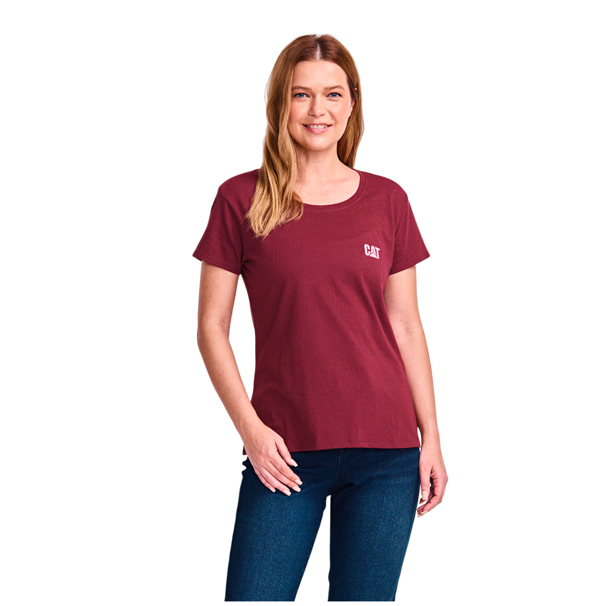 Camiseta Cat Logo para mujer color vino
