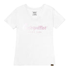 Camiseta Script V-Neck para mujer color blanco