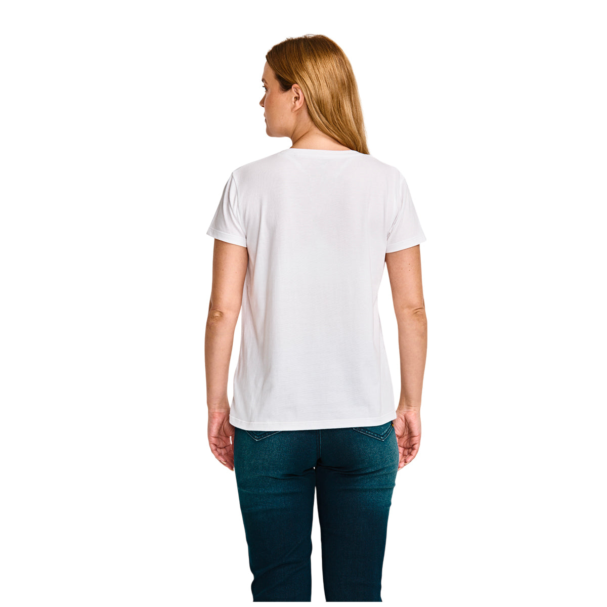 Camiseta Script V-Neck para mujer color blanco
