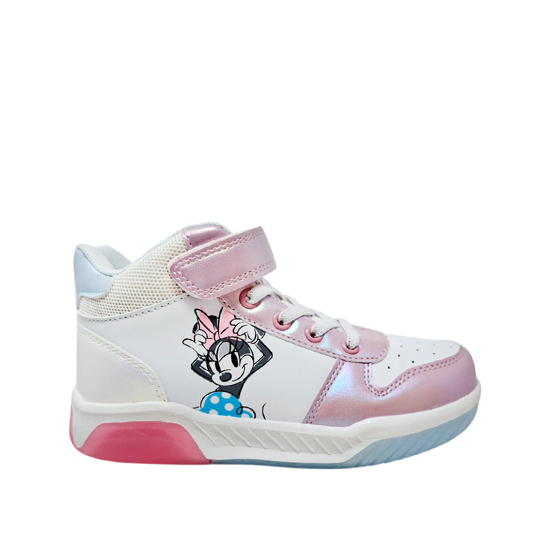 Sneakers tipo botín Minnie para niña color blanco