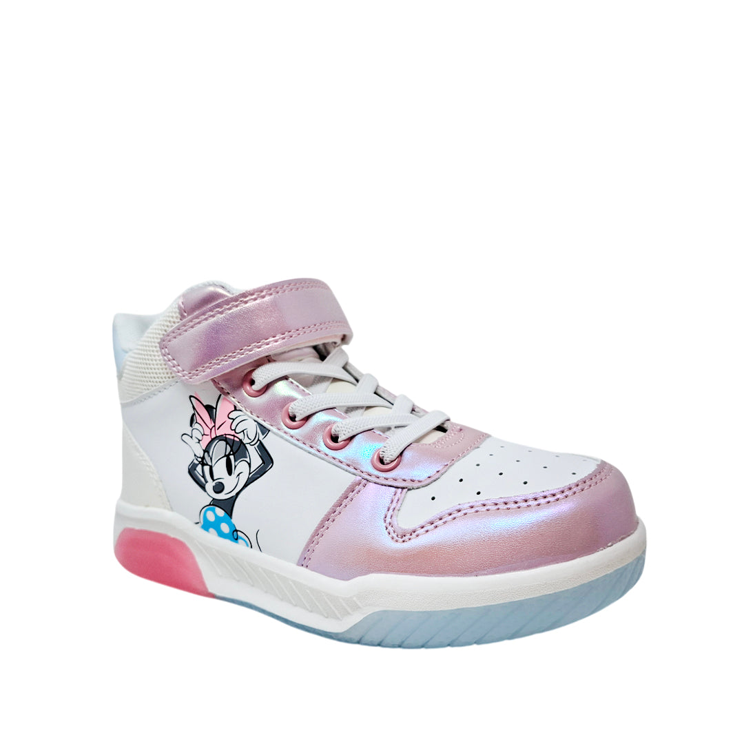 Sneakers tipo botín Minnie para niña color blanco