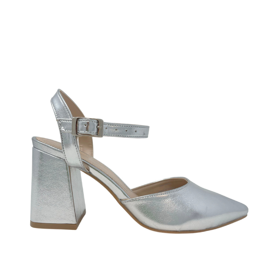 Tacones Chunky Tara para mujer color plateado