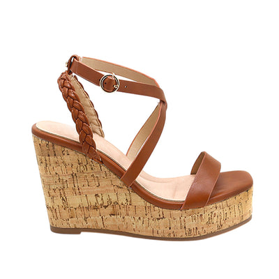 Sandalias de cuña Danae para mujer color tan