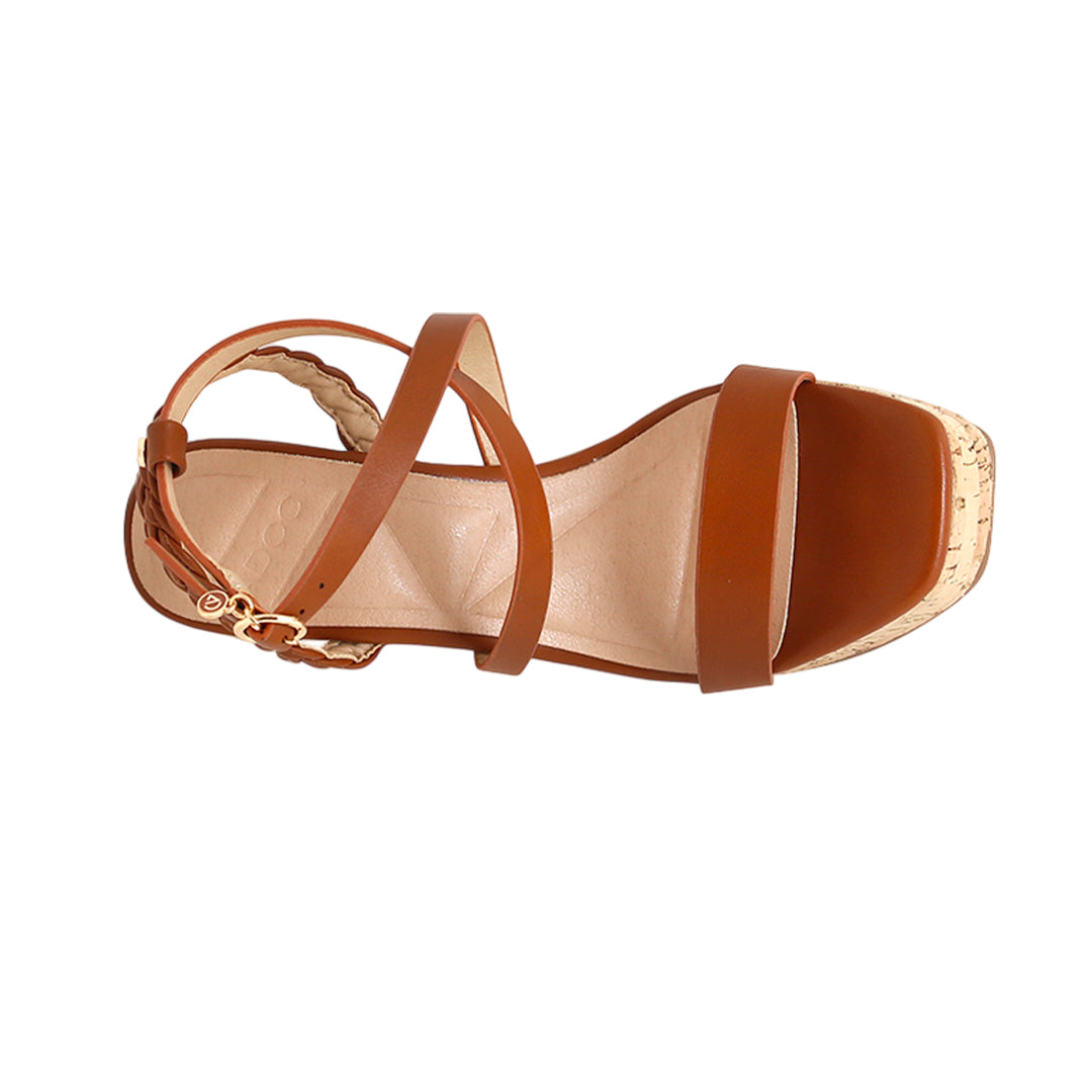 Sandalias de cuña Danae para mujer color tan
