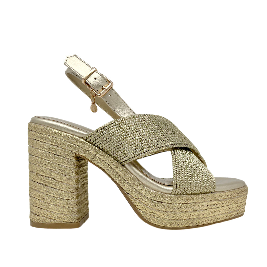 Sandalias de tacón Dafnee para mujer color dorado