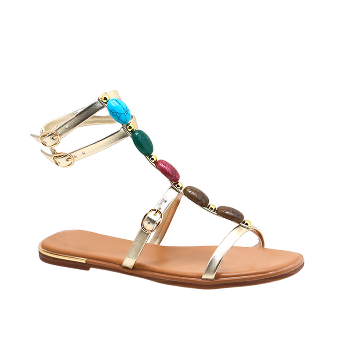 Sandalias flats Ebonie para mujer color dorado
