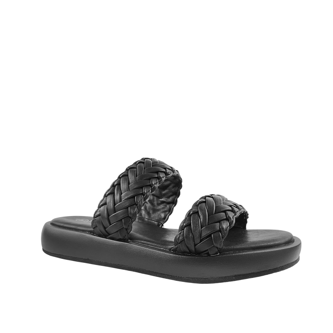 Sandalias flats Belissa para mujer color negro