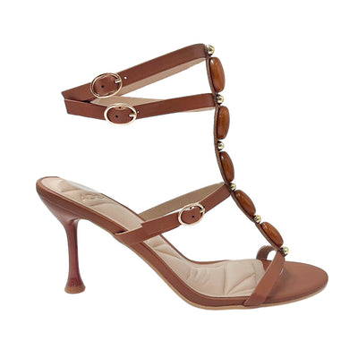 Sandalias de tacón Darcy para mujer color tan