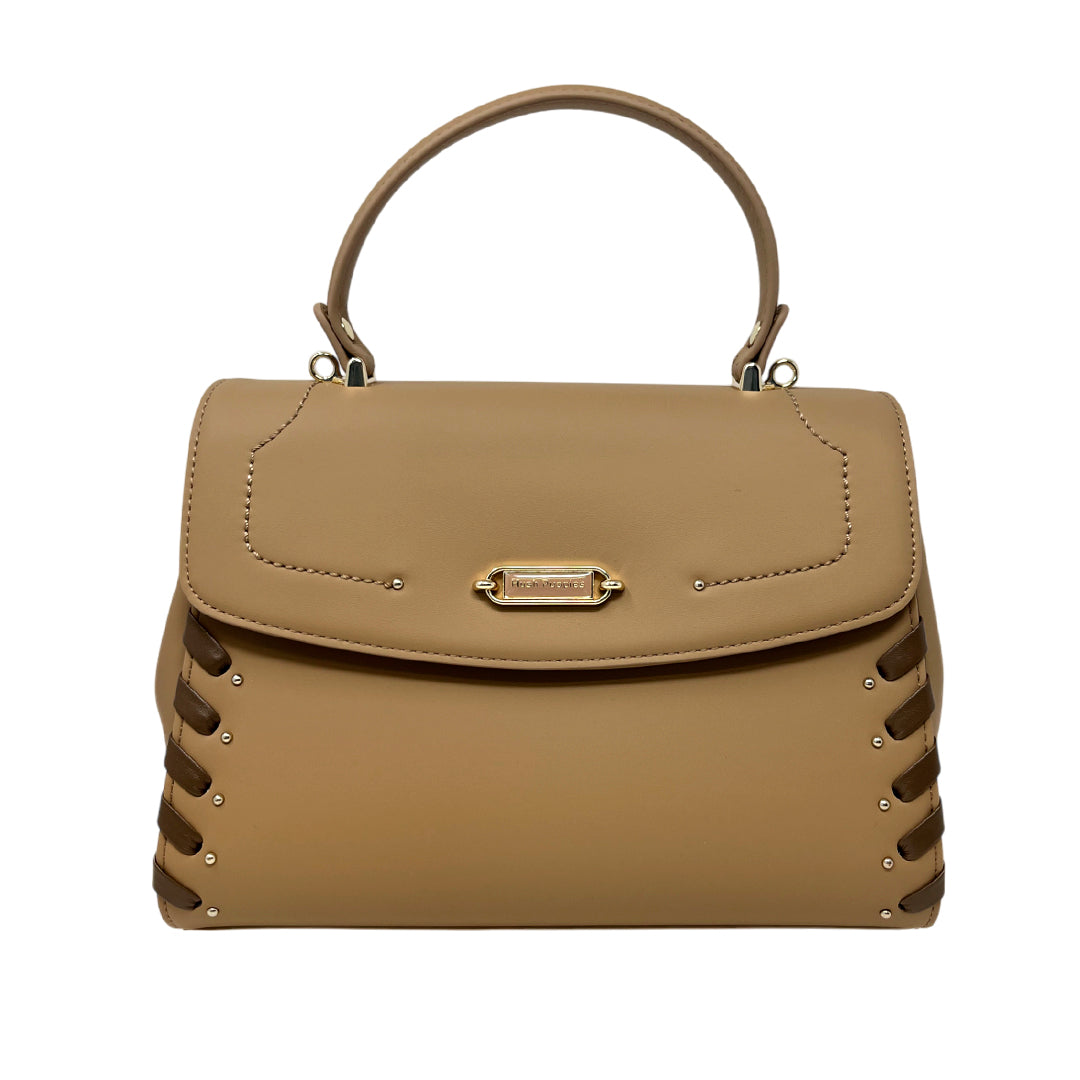Cartera satchel Aisla para mujer color camel