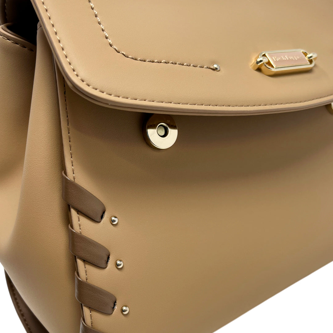 Cartera satchel Aisla para mujer color camel