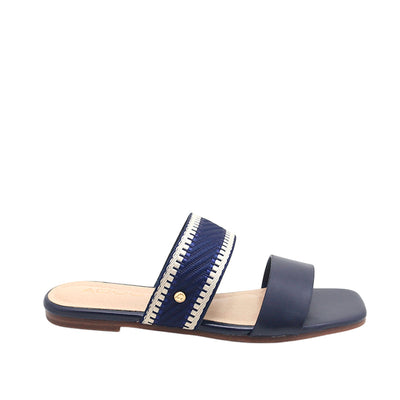 Sandalias flats Edianna para mujer color marino