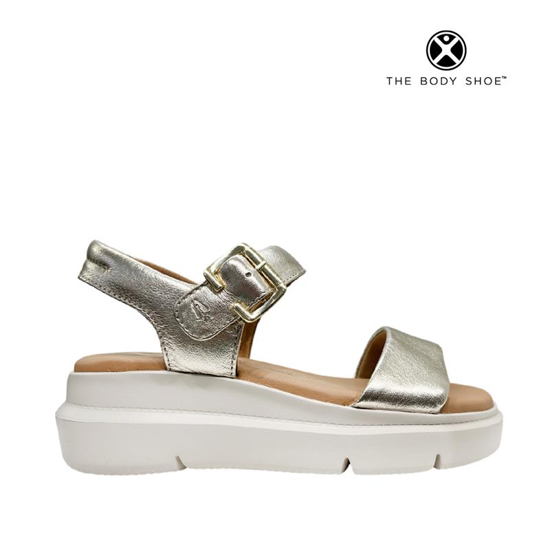 Sandalias flats Uplift QTR para mujer color dorado