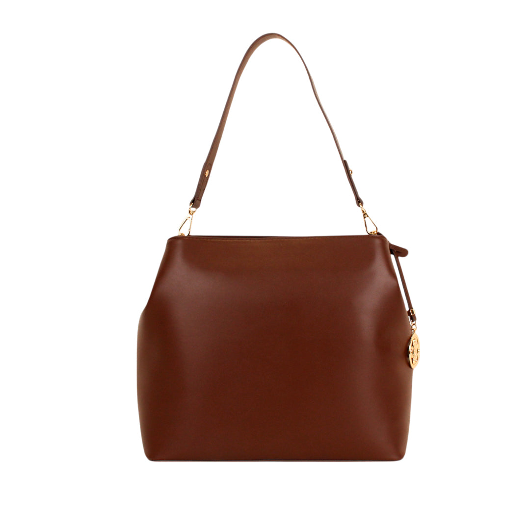 Cartera satchel Alma para mujer color café