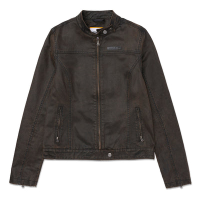 Jacket Waxed Moto para mujer color café