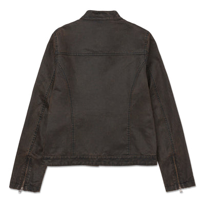 Jacket Waxed Moto para mujer color café