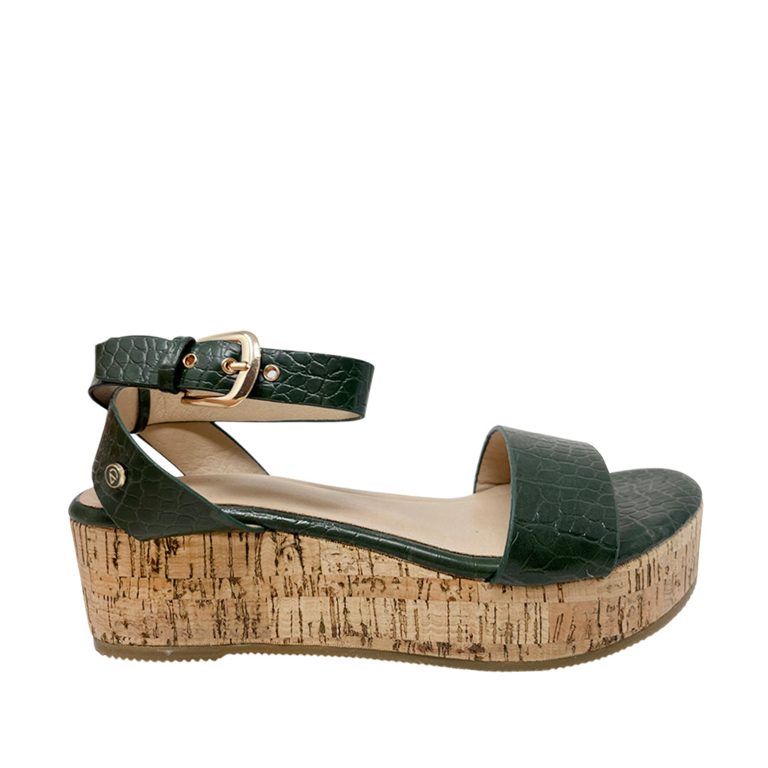 Sandalias de cuña Padma para mujer color olivo