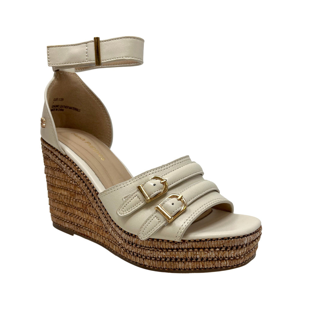 Sandalias de cuña Cleo 2 para mujer color hueso