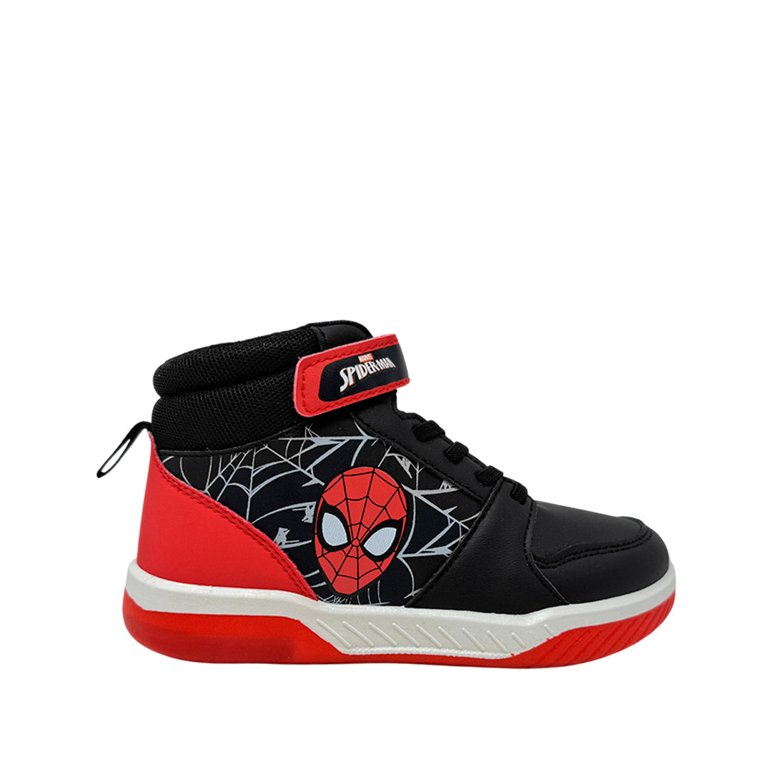 Sneakers tipo botín Spider para niño color negro y rojo