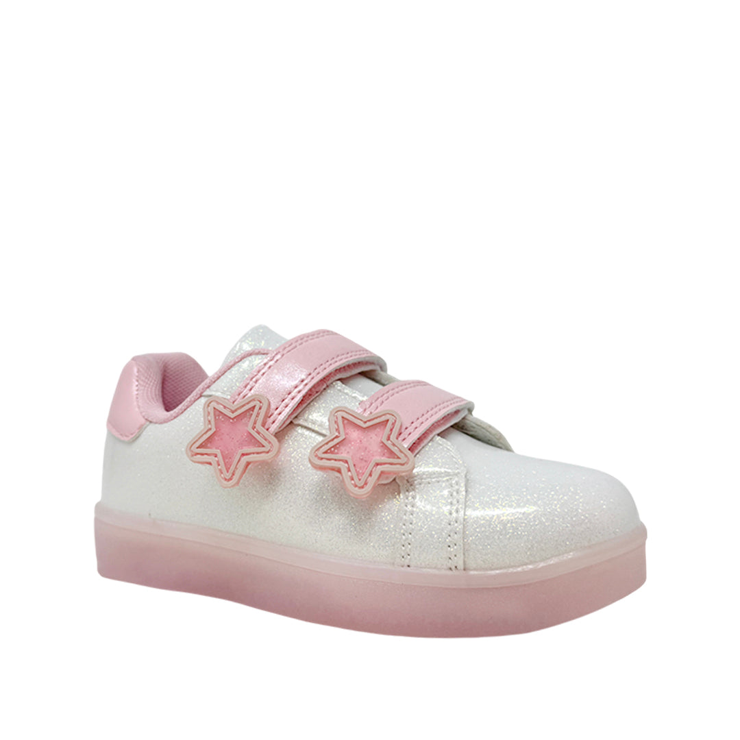 Sneakers con luces Vale para infante color blanco y rosado