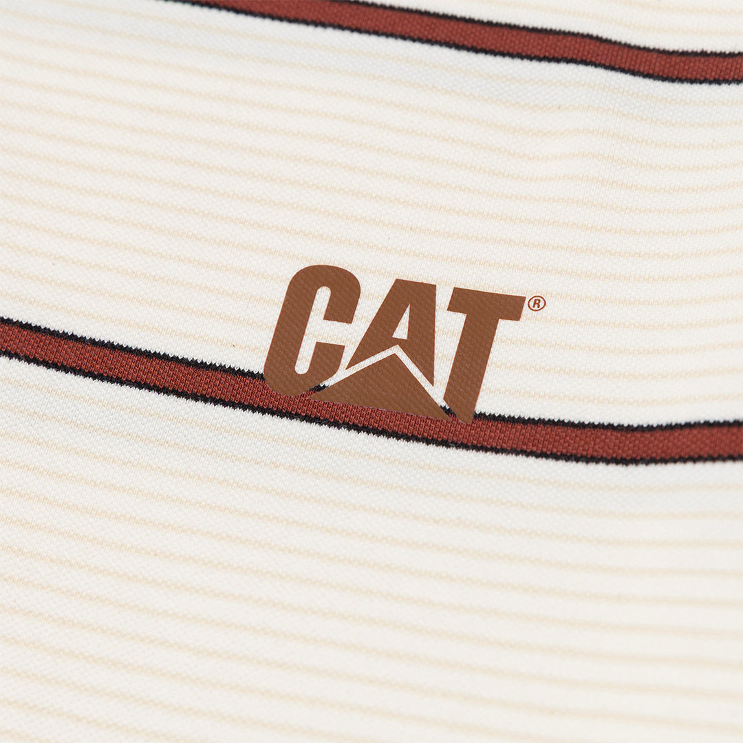 Camisa polo Cat Logo Pique para hombre color blanco y café