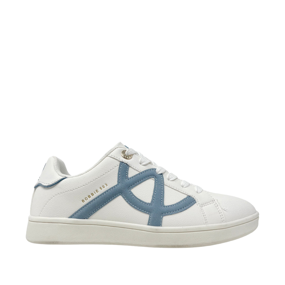 Sneakers Bobbie para mujer color blanco y celeste