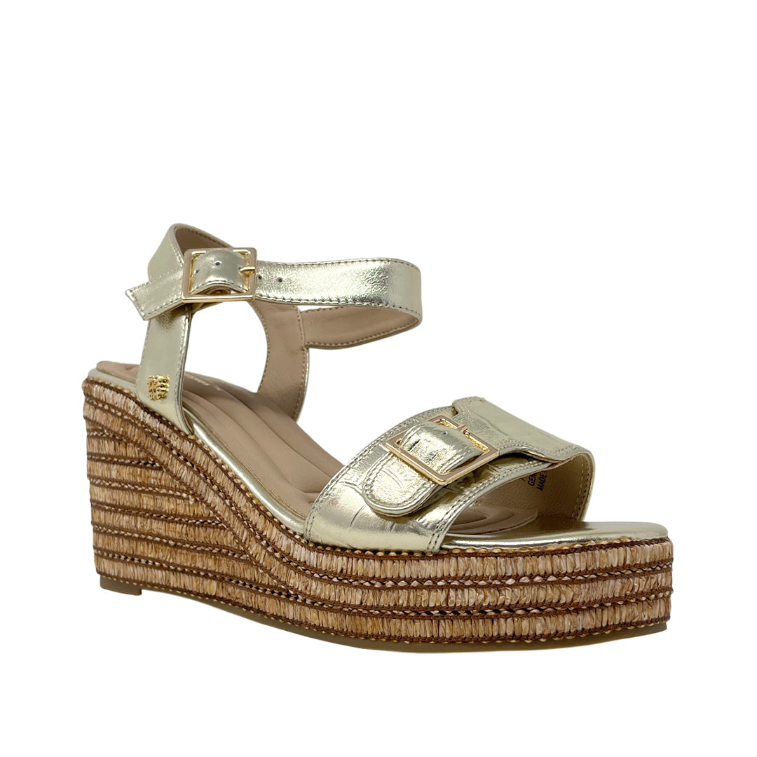 Sandalias de cuña Angie para mujer color dorada