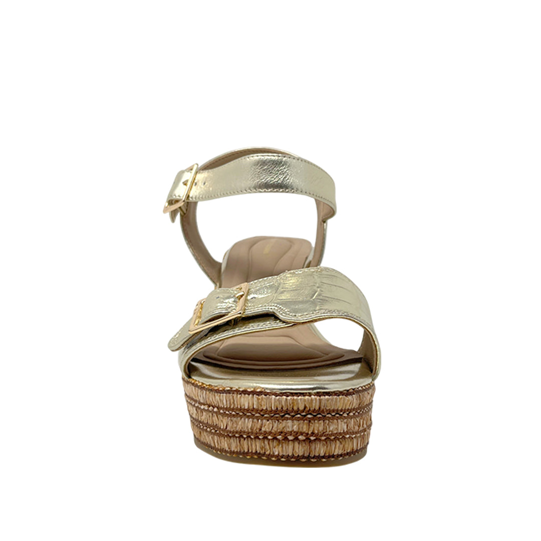 Sandalias de cuña Angie para mujer color dorada
