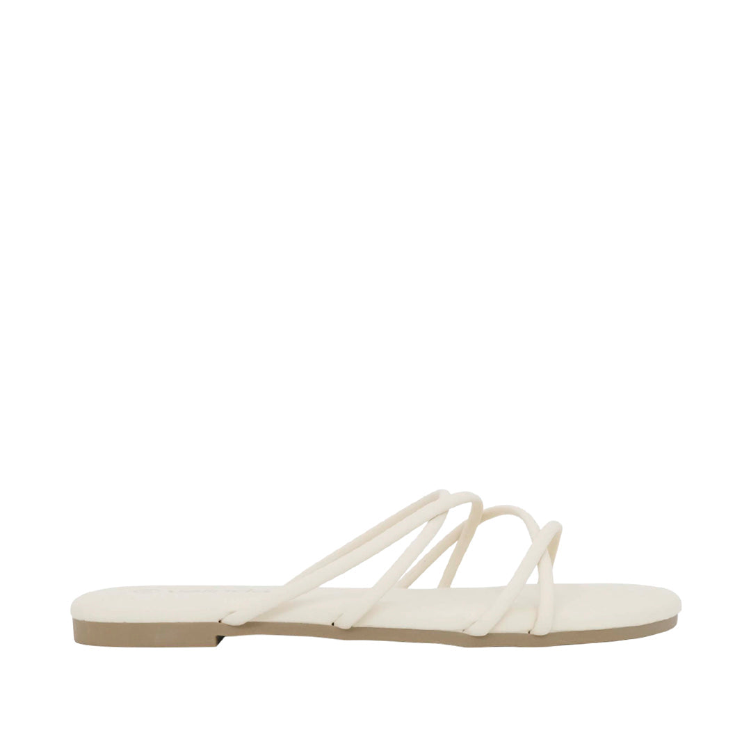 Sandalias flats Katie para mujer color hueso