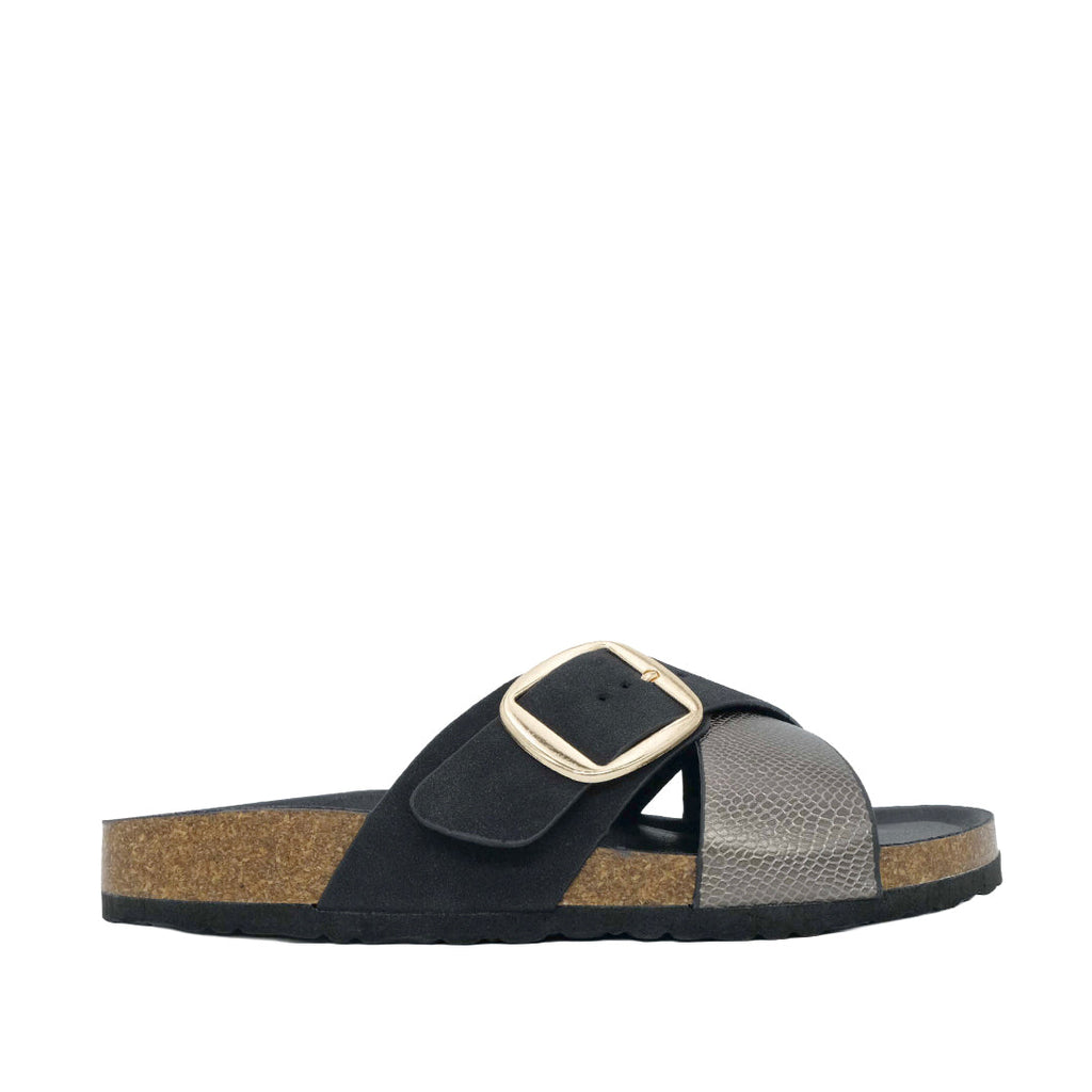 Sandalias flats Madga para mujer color negro