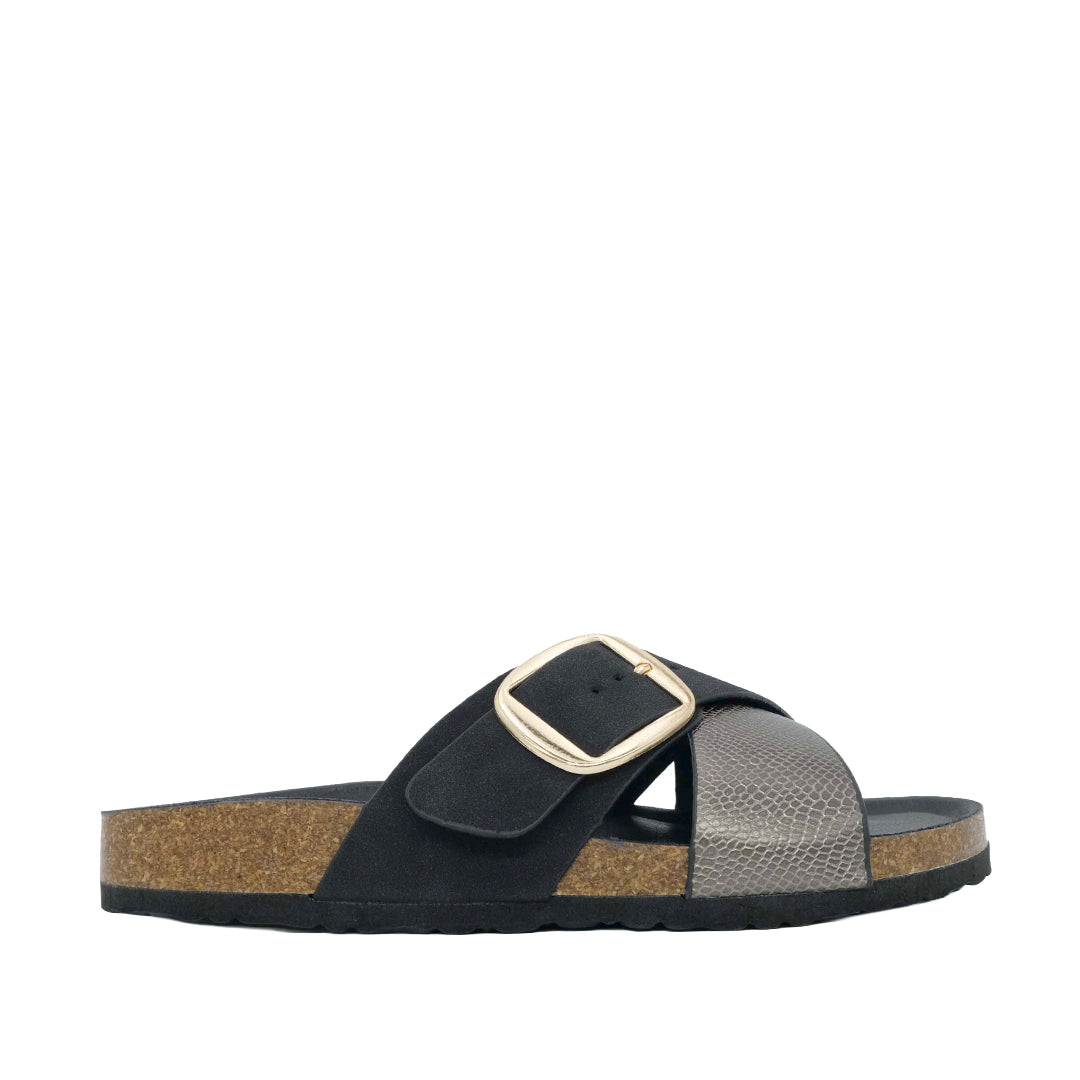 Sandalias flats Madga para mujer color negro